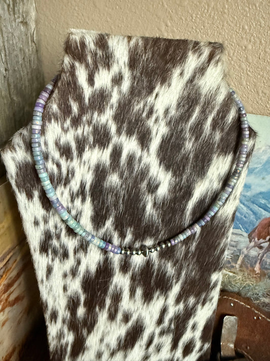 Purple seed bead with pearls 14-16in