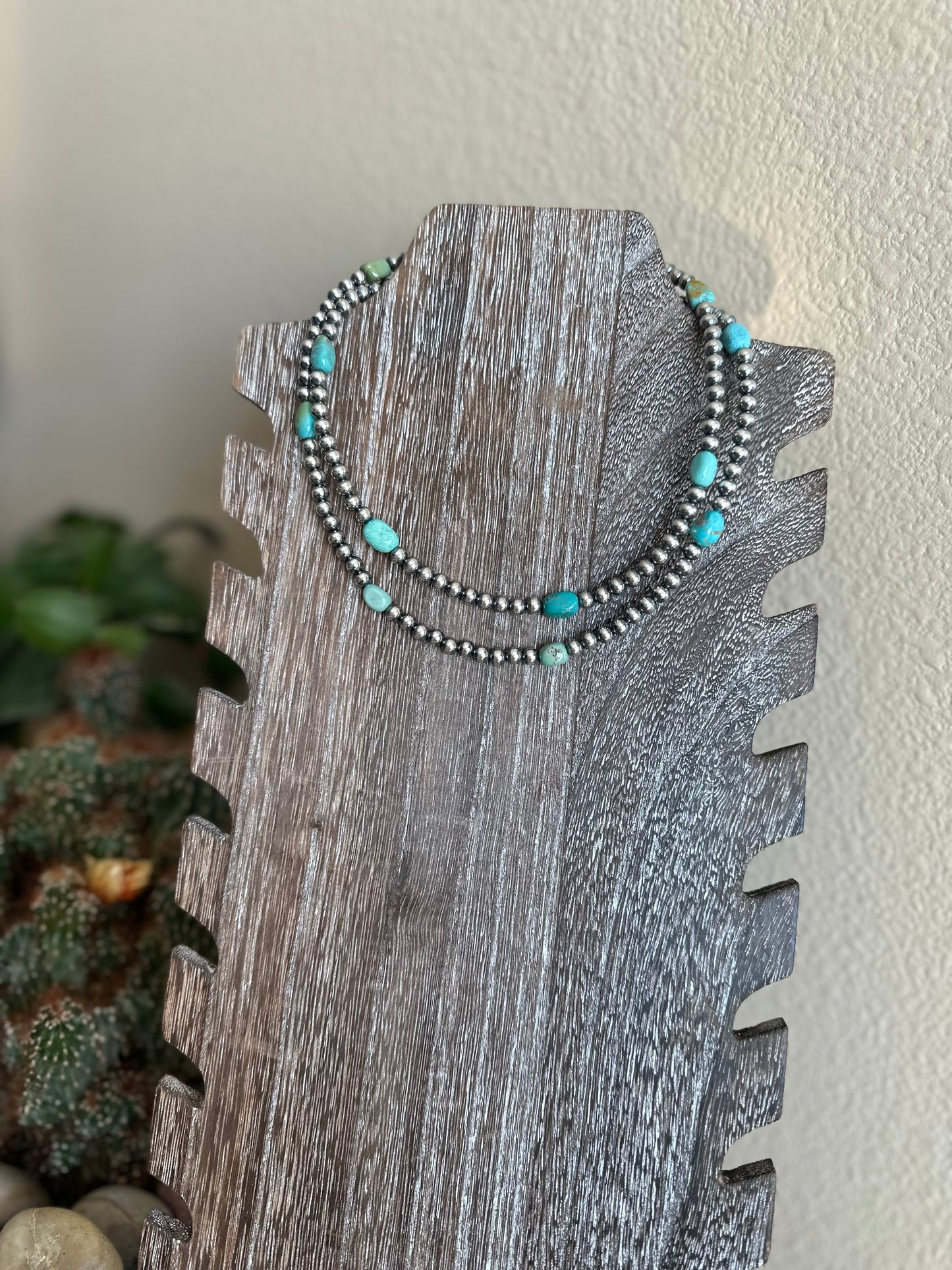 Long Navajo pearl with turquoise