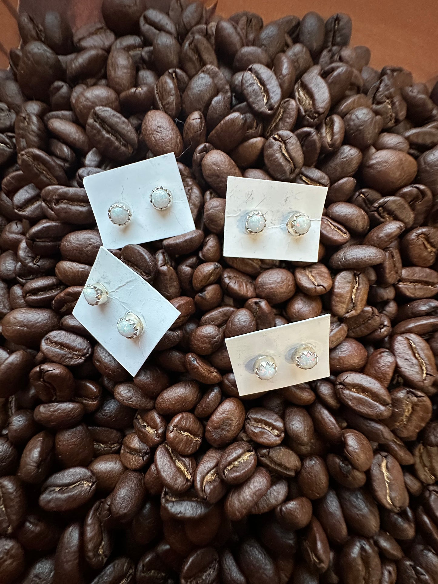 White opal studs