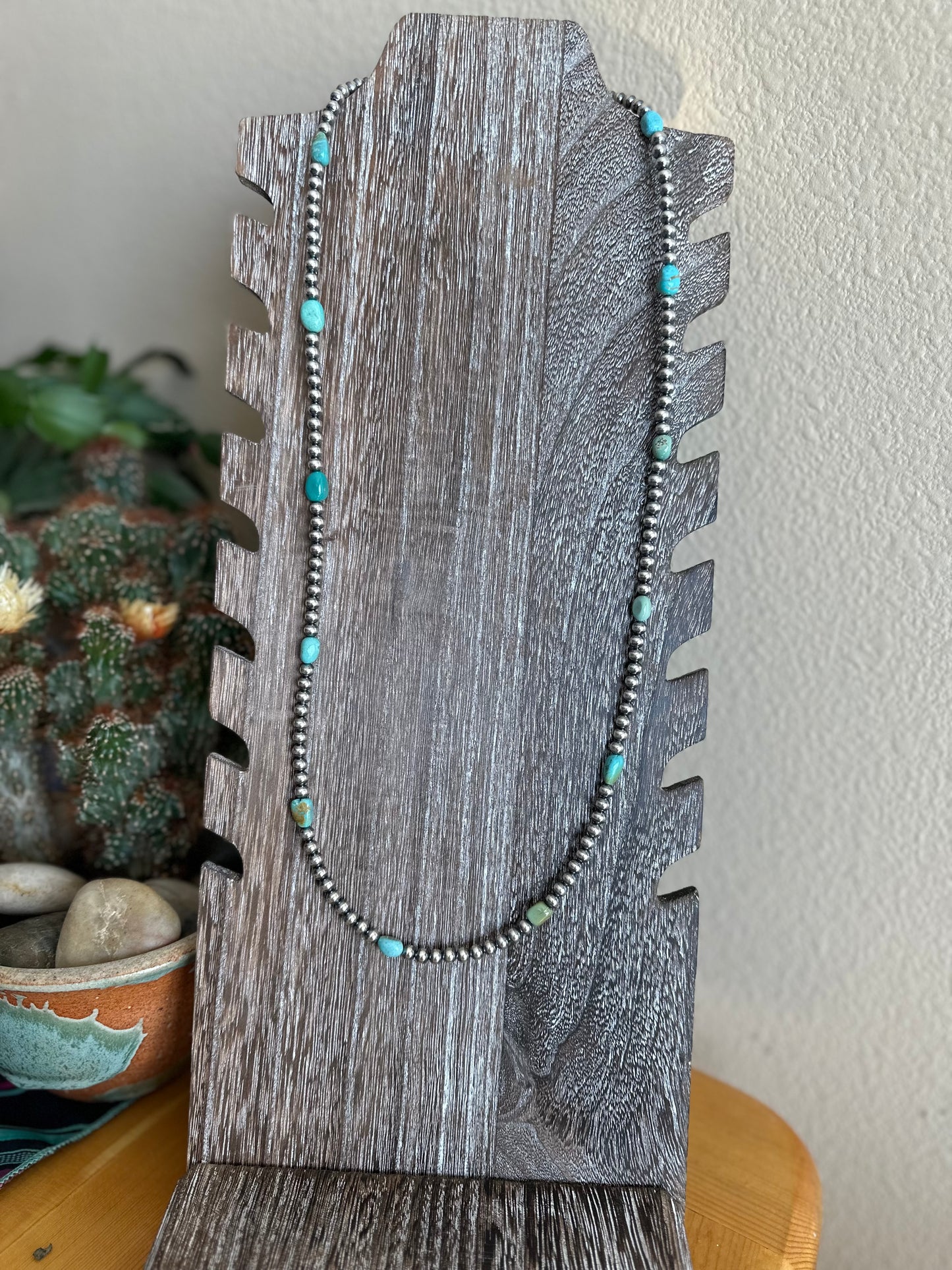 Long Navajo pearl with turquoise