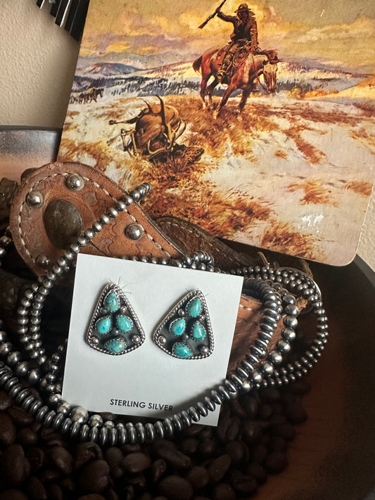 4stone triangle turquoise earrings