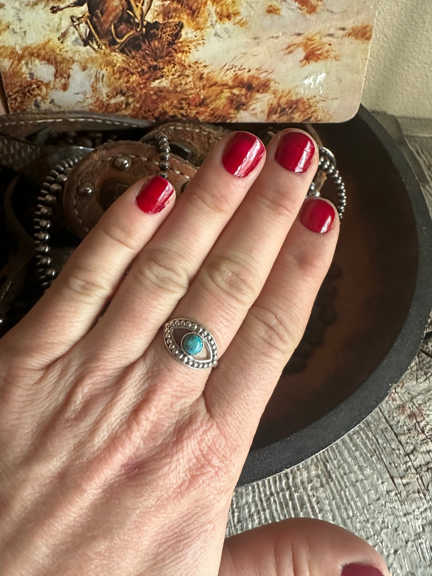 Turquoise eye ring size 9