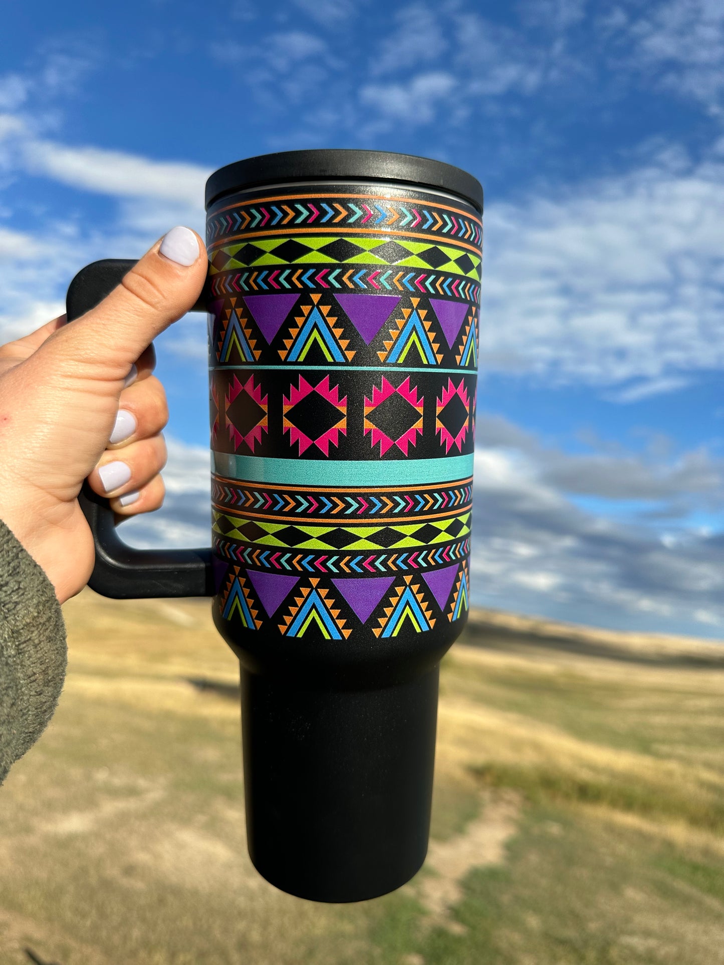 Neon Aztec tumbler